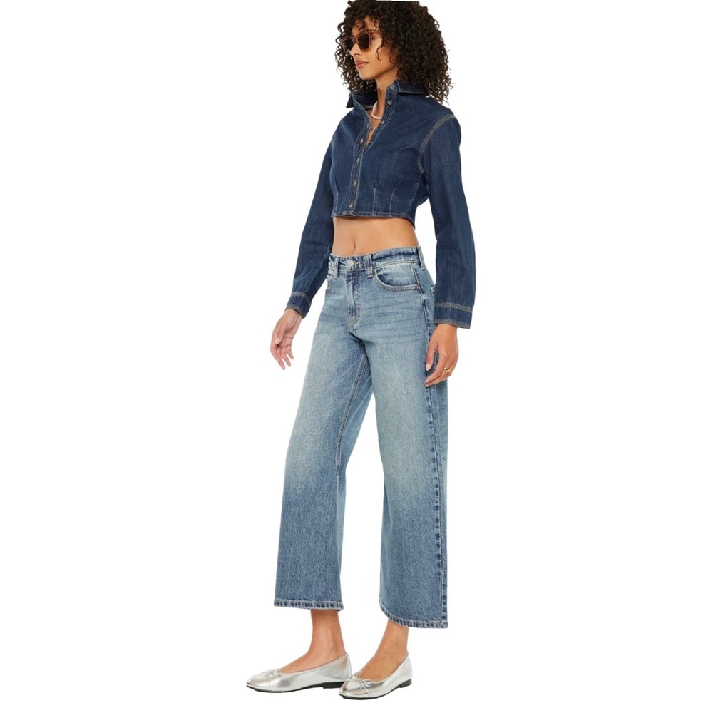 KanCan Daliah Mid Rise‎ Loose Barrel Jeans. Wide Log Crop Women's Size 5/26